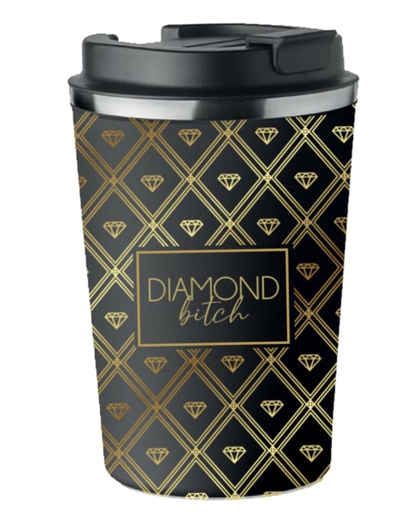 Premium termosmugg med tryck DIAMOND BITCH för kaffe 350ml KT_043