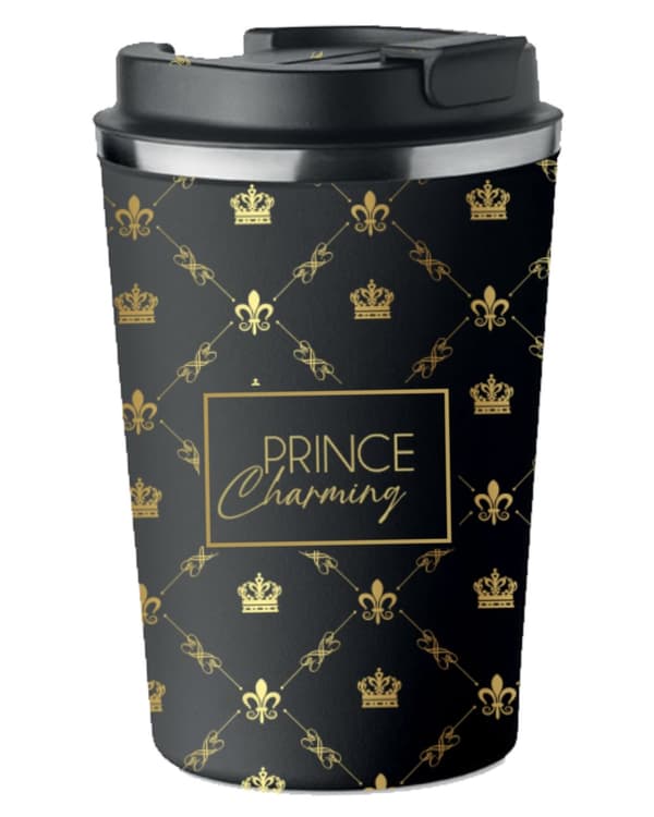 Premium termokrus med PRINCE CHARMING-print til kaffe 350 ml KT_044