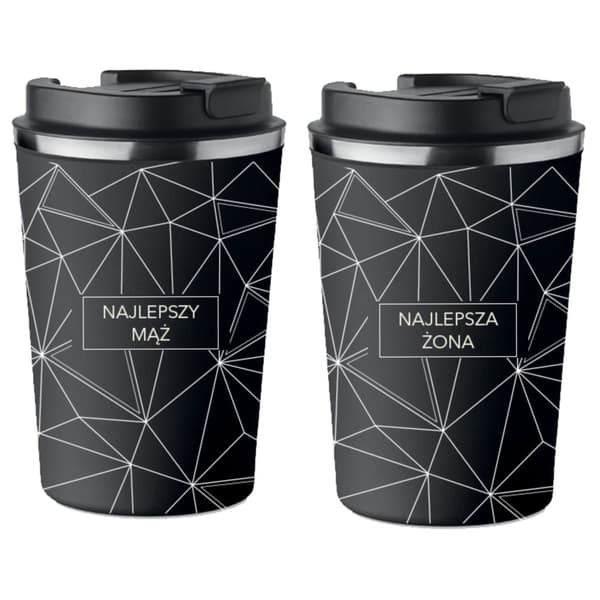 Sæt med 2 termokrus Premium mand/kone bryllupsgave 350ml KT_067
