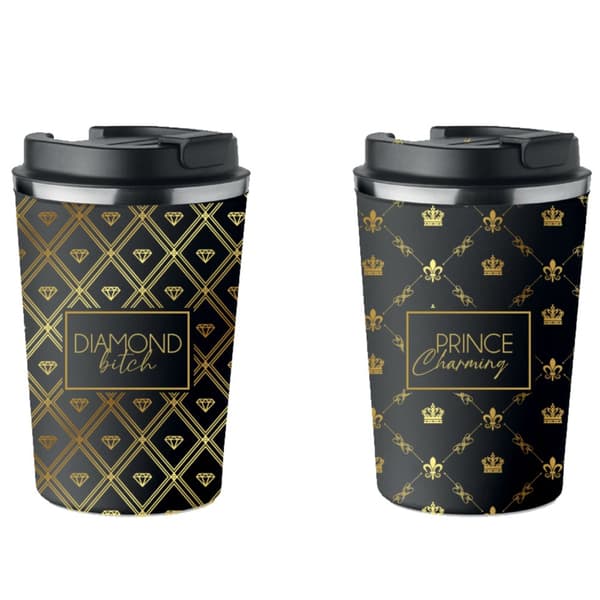 Set med 2 termosmuggar premium Diamond Bitch Prince King 350ml KT_068