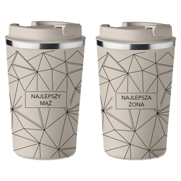 Sæt med 2 termokrus Premium mand/kone bryllupsgave 350ml KT_105