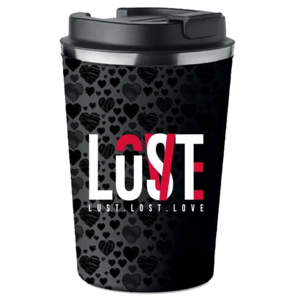 Premium termokrus VALENTINSDAG Lust Lost LOVE hjerter sort hjerte KT_189