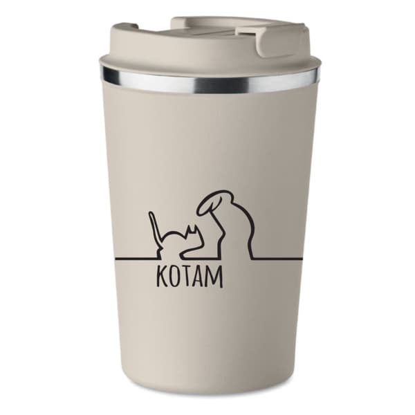Premium termosmugg beige KOTAM för kattälskare La Linea eller Balum KT_250