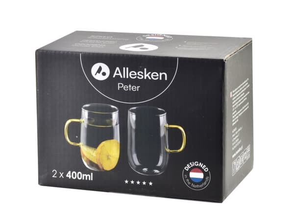 Sæt med 2 termokrus 400ml 10,5x7,2xh11cm grå Lumarko!
