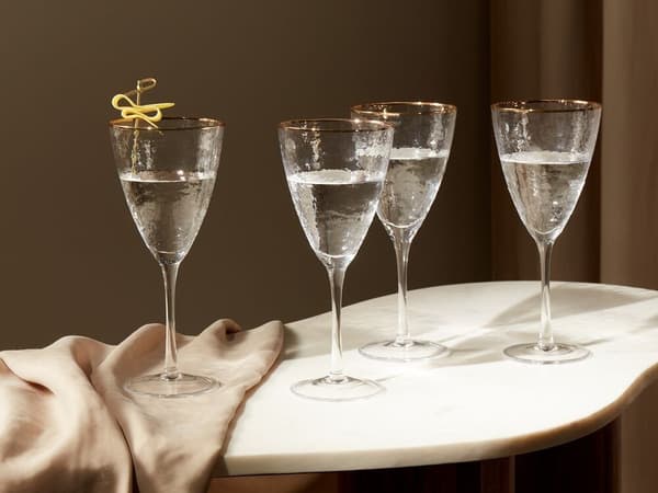 Sæt med 4 vinglas med guldkant, 380 ml, TOPAZ Lumarko!