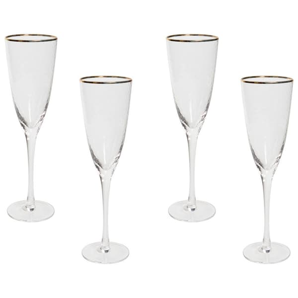 Set med 4 champagneglas med guldkant 250 ml TOPAZ Lumarko!