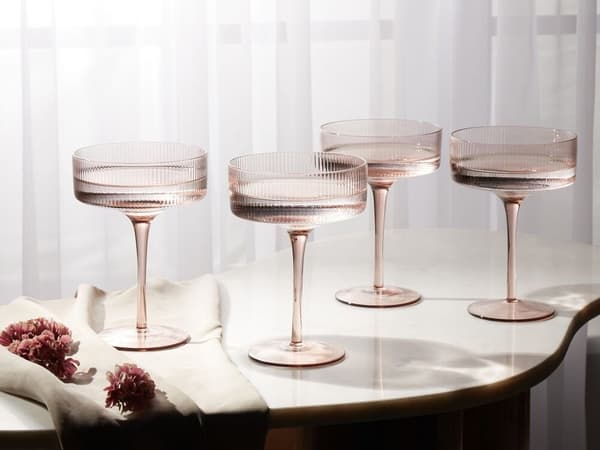4 samppanjalasin setti, 330 ml, vaaleanpunainen, AMETISTI, Lumarko!