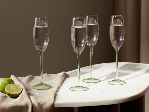 Set med 4 champagneglas 200 ml rosa-gröna DIOPSIDE Lumarko!