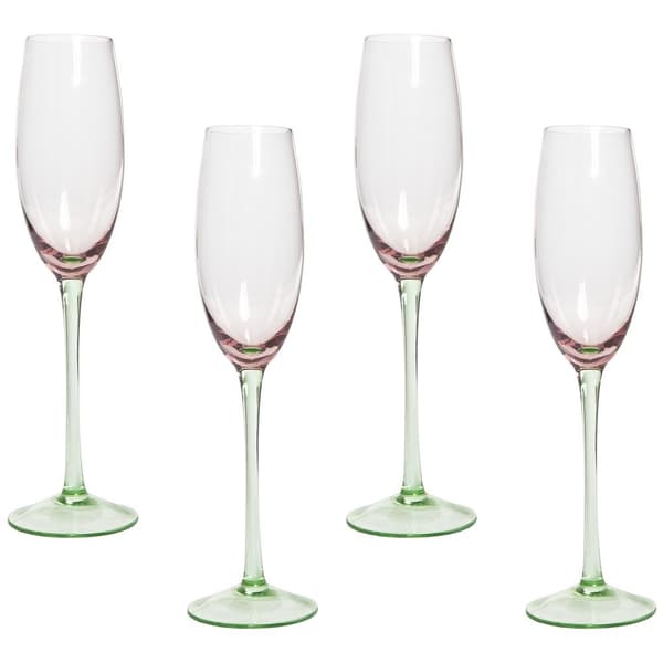 Set med 4 champagneglas 200 ml rosa-gröna DIOPSIDE Lumarko!