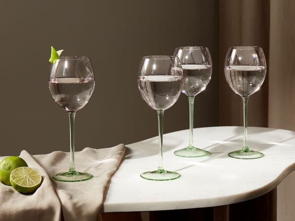 Sæt med 4 rødvinsglas 360 ml pink-grønne DIOPSIDE Lumarko!