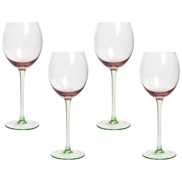 Sæt med 4 rødvinsglas 360 ml pink-grønne DIOPSIDE Lumarko!