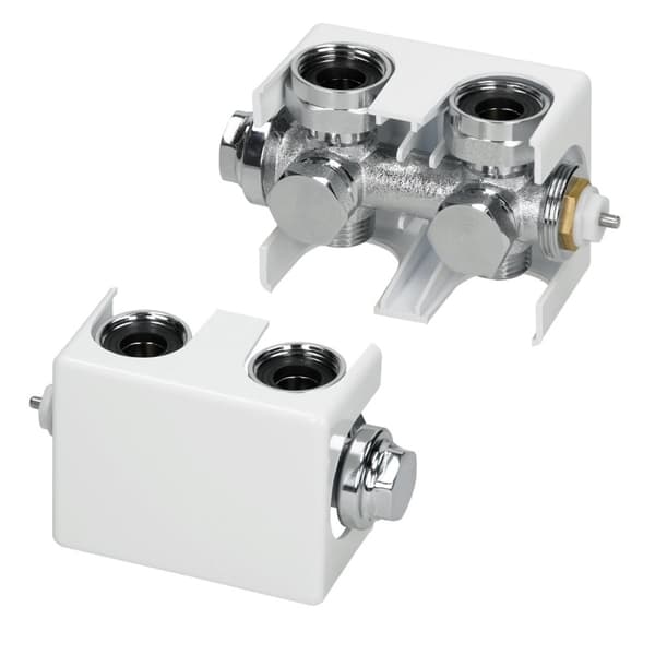 Ventil Armaturen Set Multiblock Weiß Universal inkl. Thermostatkopf LuxeBath