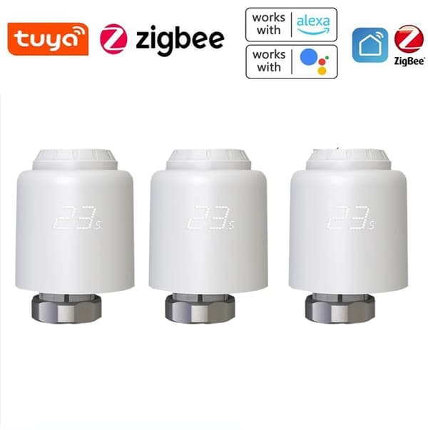 Smart termostatventil, ZigBee/WiFi-anslutning, kompatibel med Alexa och Google Home,TVR601 ZigBee 3st