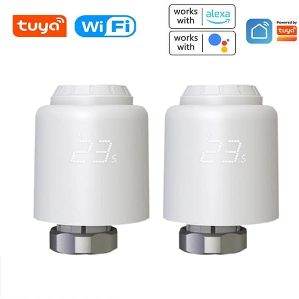 Smart termostatventil, ZigBee/WiFi-anslutning, kompatibel med Alexa och Google Home,TVR603 WIFI 2ST