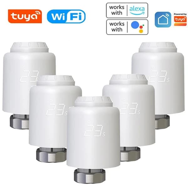 Älykäs termostaattiventtiili, ZigBee/WiFi-yhteys, yhteensopiva Alexan ja Google Homen kanssa,TVR603 WIFI 5kpl