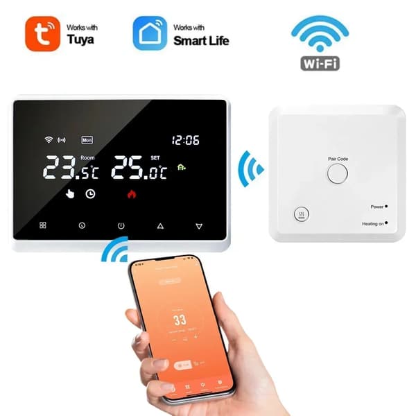 Smart termostat, Wi-Fi-kontroll, röstaktiverad,110v-240v Vit