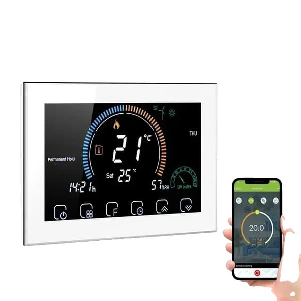 Smart WiFi-termostat, programmerbara cykler, kompatibel med Google Home,Vit med wifi