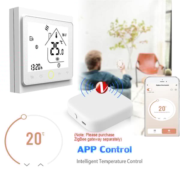 Tuya ZigBee3.0 Smart Termostat, Ugeprogrammerbar Plan, APP og Styring med Stemme,HVID