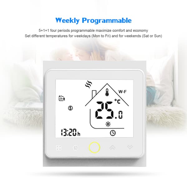Tuya ZigBee3.0 Smart Termostat, Ugeprogrammerbar Plan, APP og Styring med Stemme,HVID
