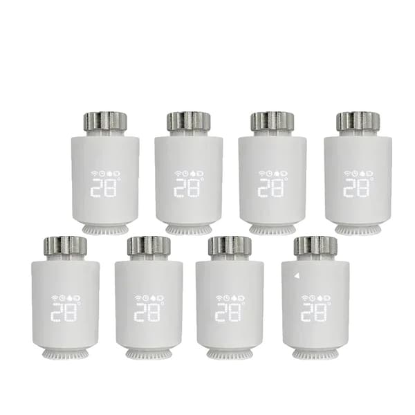 Tuya ZigBee Radiatoraktuator Termostat, Röststyrning, Programmerbar Schema,8PCS Vit