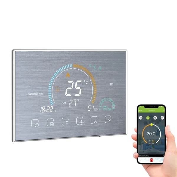 Tuya WiFi Smart Termostat, Appstyrd, 5-99°C Visningsområde,Wifi-Silver