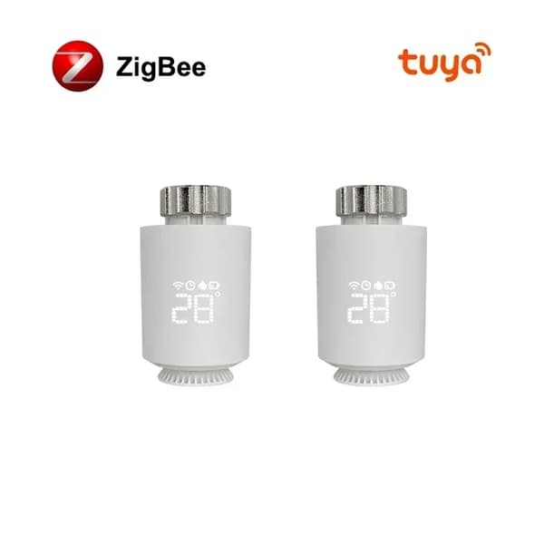 Tuya ZigBee Radiator Aktuator Termostat, Styring med Stemmesignal, Programmerbar Tidsplan,2PCS Hvid