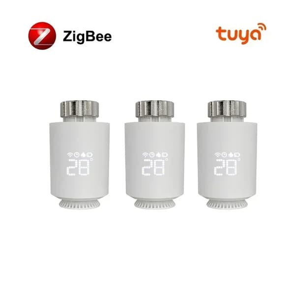 Tuya ZigBee Radiatoraktuator Termostat, Röststyrning, Programmerbar Schema,3PCS Vit