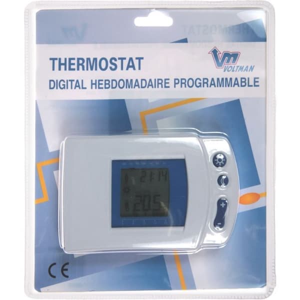 Veckovis digital elektronisk termostat - VOLTMAN - Enkel att installera - Vit