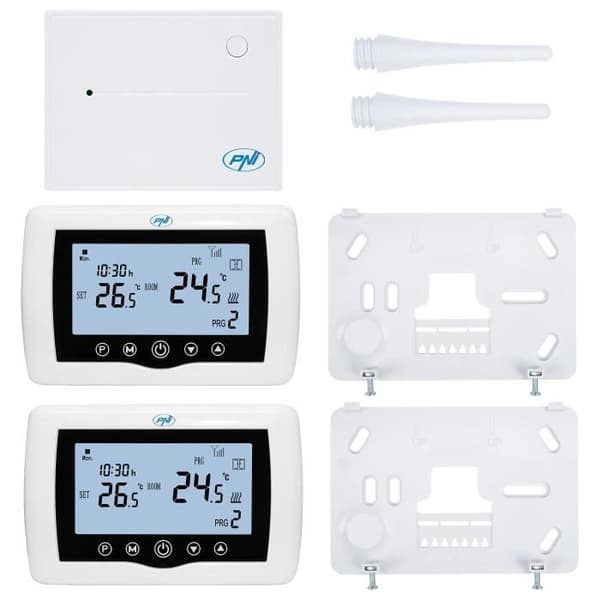 PNI CT400 smart termostat trådlös, med WiFi, styr 2 zoner via internet, för termiska kraftverk, pumpar, TuyaSmart APP
