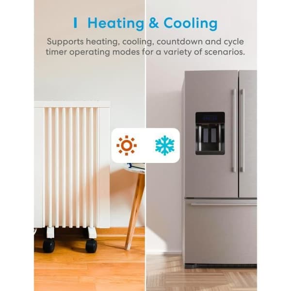 Thermostatkopplad - Meross - Termostatkontakt - 16A 3680W - Kompatibel med Apple Home, Alexa, Google Home