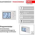 Miniatyrbild 2 av 4: Väggtermostat - EMOS - P5607 - Digital - Programmerbar - Frostskydd