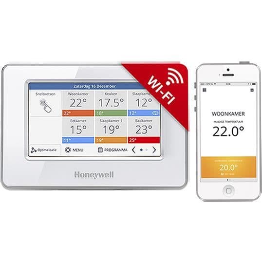 Honeywell EvoTouch-WiFi ATP921R3052 kontroller med strömförsörjning + BDR91 - Vit - Programmerbar - Anslutet objekt