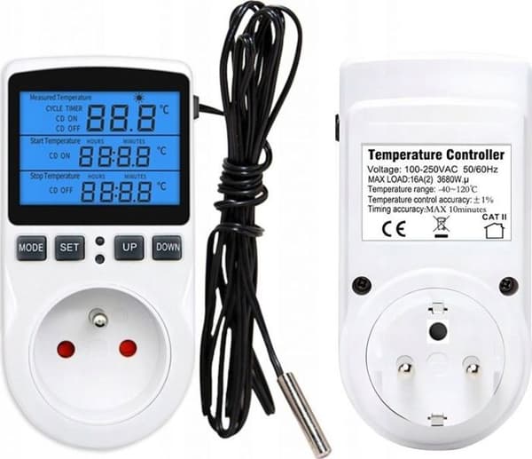 Eurokomp rumstemperaturtermostat - URZ4055 - Termostat med 230V uttag E6185