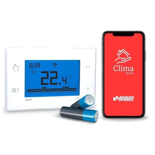 Anslutbar Termostat - VEMER - VE788600 - WiFi - Batteriströmförsörjning - Vit