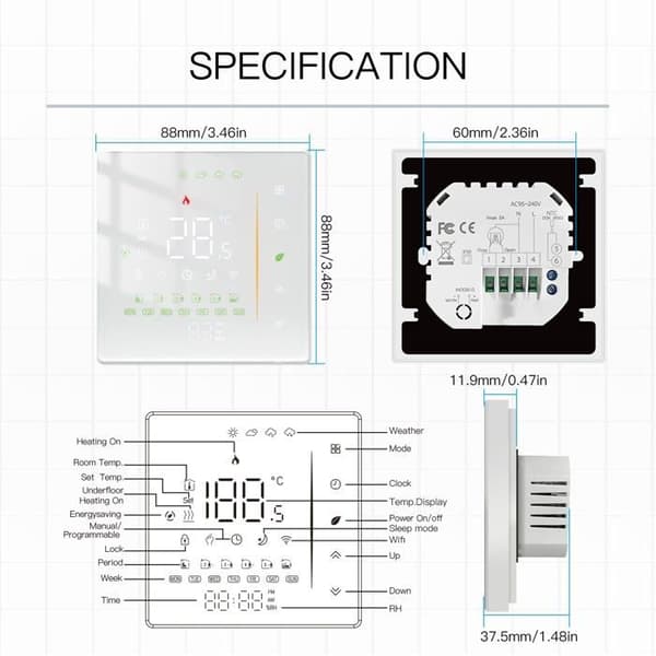 Intelligent termostat - Moes - Zigbee - Programmable - Svart - Röststyrning