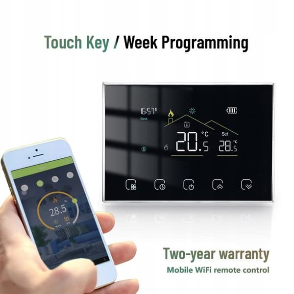 Termostat WiFi - Tuya - Zigbee - Golvvärme - Programmerbar - Dataskydd