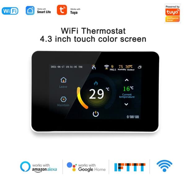 Termostat Wi-Fi Intelligent - ARHATREYA - ME80-16A - LED-skärm - Röstkontroll - Programmerbar