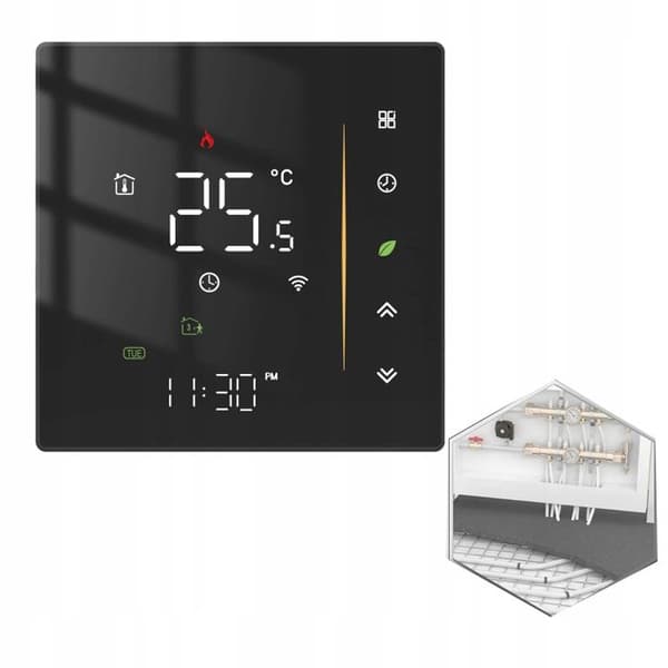 Intelligent vattent thermostat - Moes - Zigbee - Svart - Programmerbar - Golvvärme