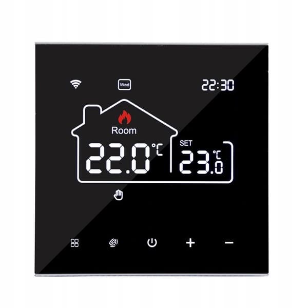 Termostat WiFi - ARHATREYA - 16A - Röststyrning - Veckoprogrammering - Svart