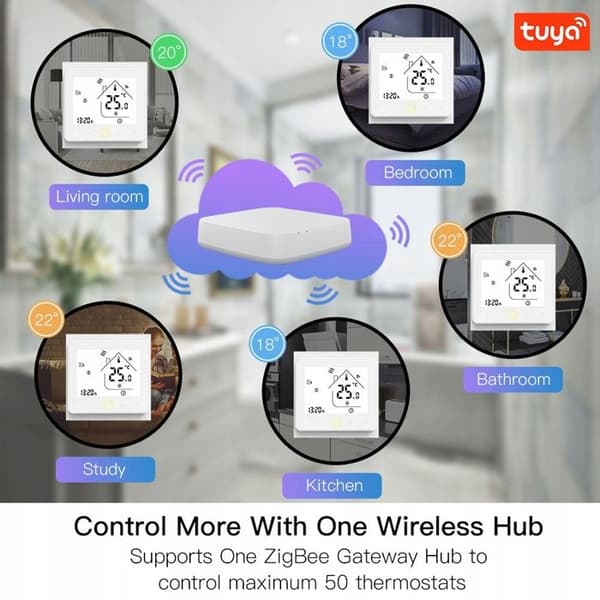 Termostat Zigbee - ARHATREYA - GB 16A - Elektrisk uppvärmning - Externa sensorer