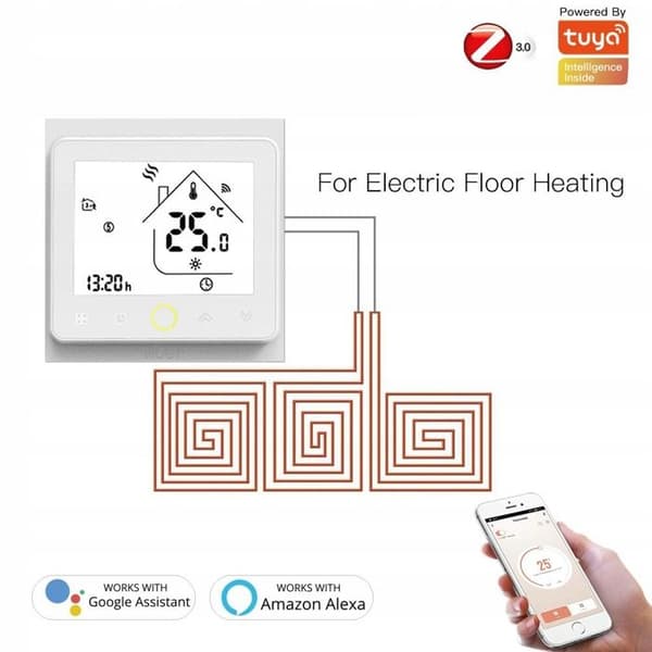 Termostat Zigbee - ARHATREYA - GB 16A - Elektrisk uppvärmning - Externa sensorer