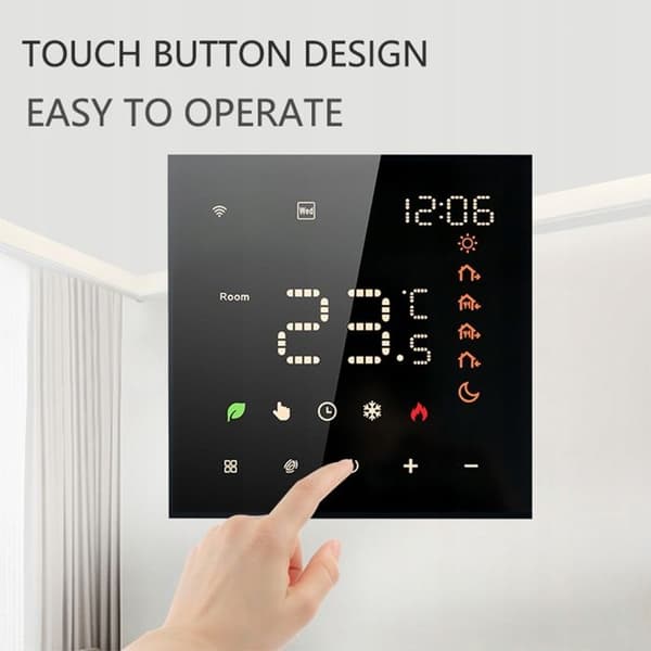Termostat WiFi Intelligent - ARHATREYA - 16A - Kompatibel med Alexa/Google - LED-skärm - Vit