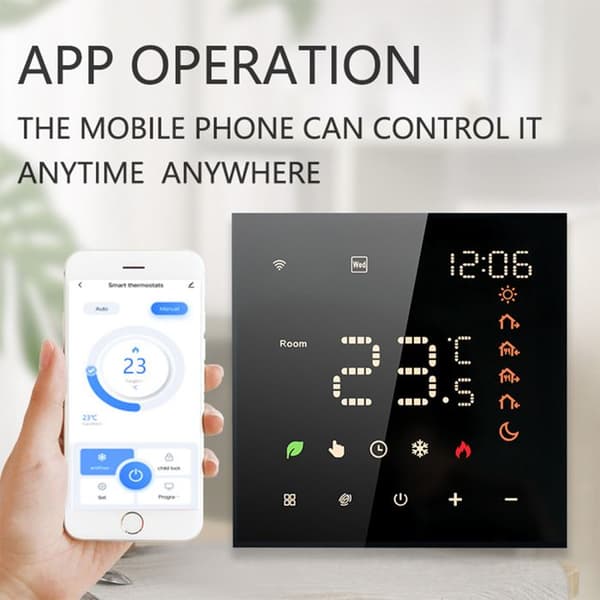 Termostat WiFi Intelligent - ARHATREYA - 16A - Kompatibel med Alexa/Google - LED-skärm - Vit