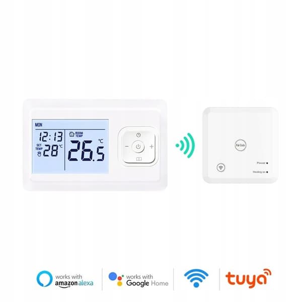 Termostat Wi-Fi och RF - ARHATREYA - Vit - Programmerbar - Röststyrning