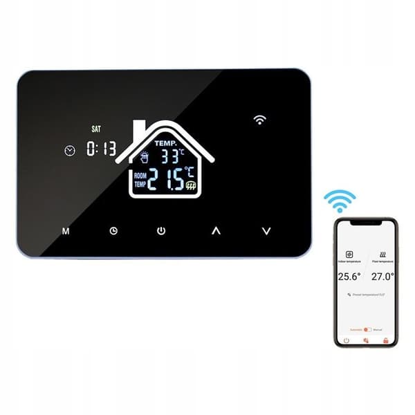 Termostat Wi-Fi Intelligent - ARHATREYA - 16A - Kompatibel med Alexa & Google Home - Elektrisk Uppvärmning
