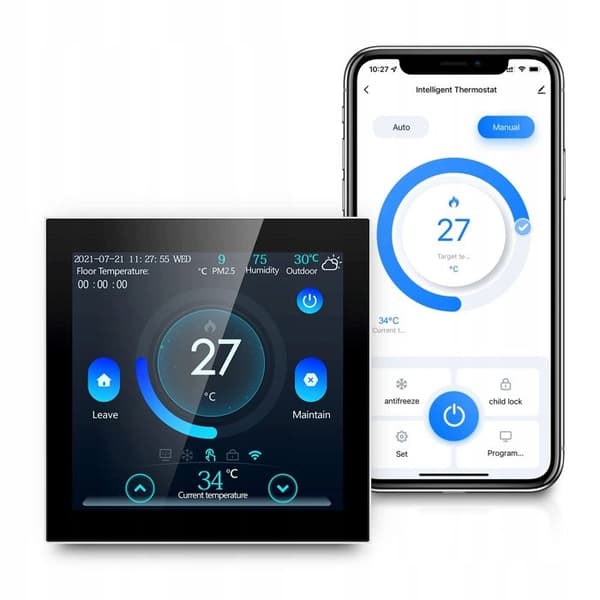 Termostat WiFi Intelligent - ARHATREYA - Tuya - Golvvärme - Kompatibel med Google Home och Alexa