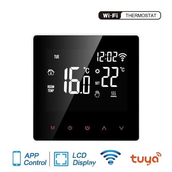 Termostat Wi-Fi Intelligens - ARHATREYA - Tuya SmartLife - Röststyrning - LCD Beröringsskärm