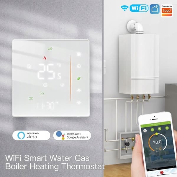 Termostat WiFi Programmerbar - ARHATREYA - Vatten/Gas Värme - Vit - IP20