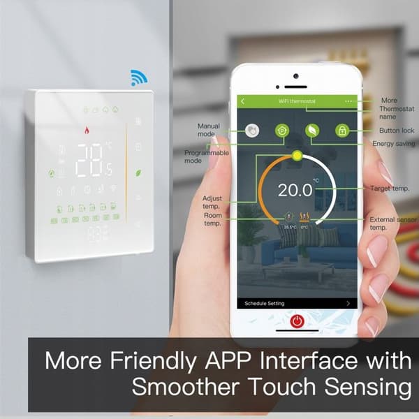 Thermostat WiFi - ARHATREYA - Programmerbar - Golvvärme - Svart