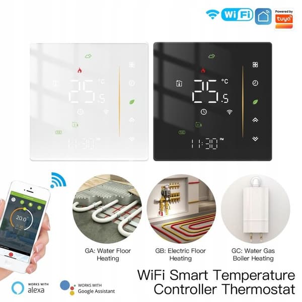Thermostat WiFi - ARHATREYA - Programmerbar - Golvvärme - Svart